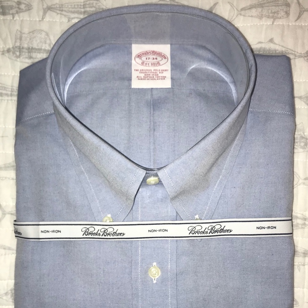 NEW Brooks Brothers Men’s Blue Dress Shirt 17 34